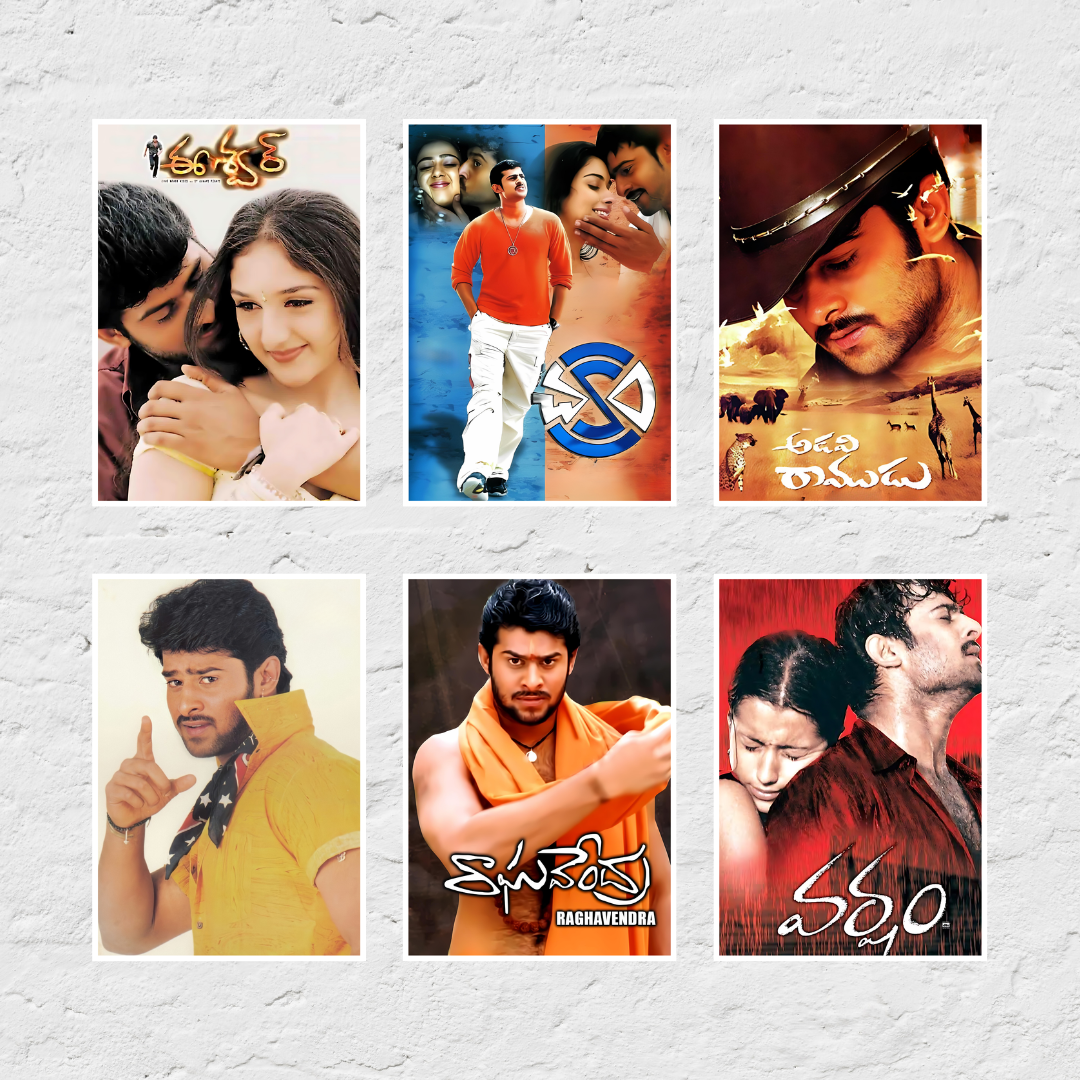 Prabhas ALL Movie Posters (Pack of 28 Darling STAR Prabhas posters) | Available in 3 sizes