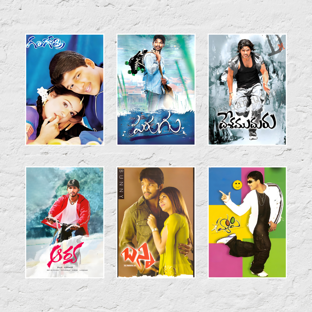 Allu Arjun ALL Movie Posters (Pack of 22 Allu Arjun Movie Posters) [Available in 3 sizes]