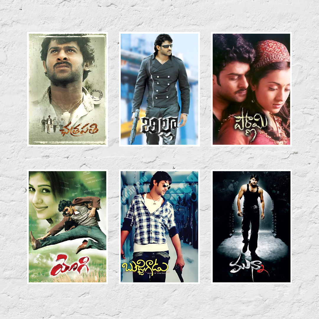 Prabhas ALL Movie Posters (Pack of 28 Darling STAR Prabhas posters) | Available in 3 sizes