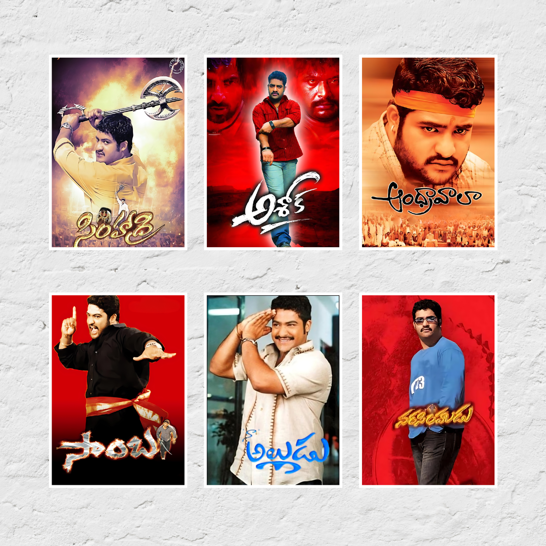 Jr NTR ALL Movie Posters (Pack of 34 Jr NTR Movie Posters) Available in 3 sizes