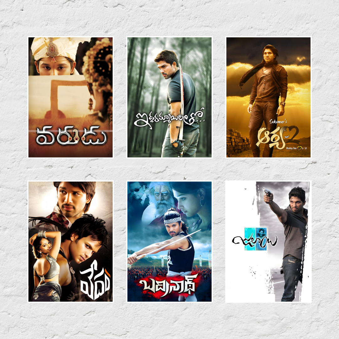 Allu Arjun ALL Movie Posters (Pack of 22 Allu Arjun Movie Posters) [Available in 3 sizes]