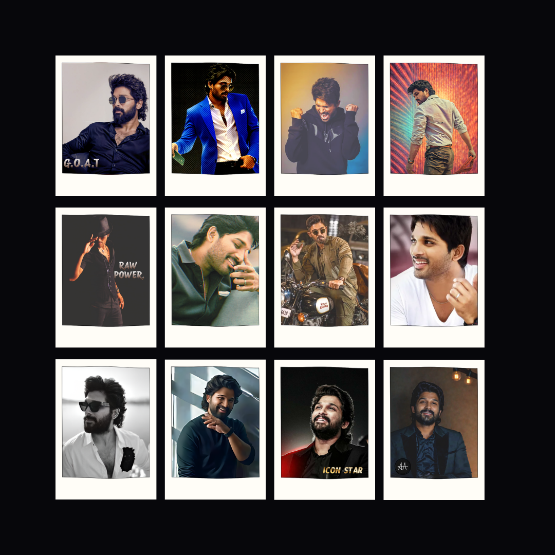 Allu Arjun MINI poster cards (pack of 12) for your mobile/ desk/ fridge (12 Allu Arjun Poster cards) (2x3 inch)