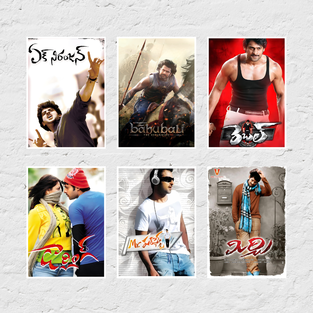 Prabhas ALL Movie Posters (Pack of 28 Darling STAR Prabhas posters) | Available in 3 sizes