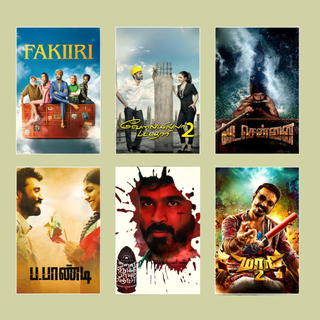 Dhanush ALL movie posters | Pack of 53 posters (தனுஷ் படத்தின் போஸ்டர்)