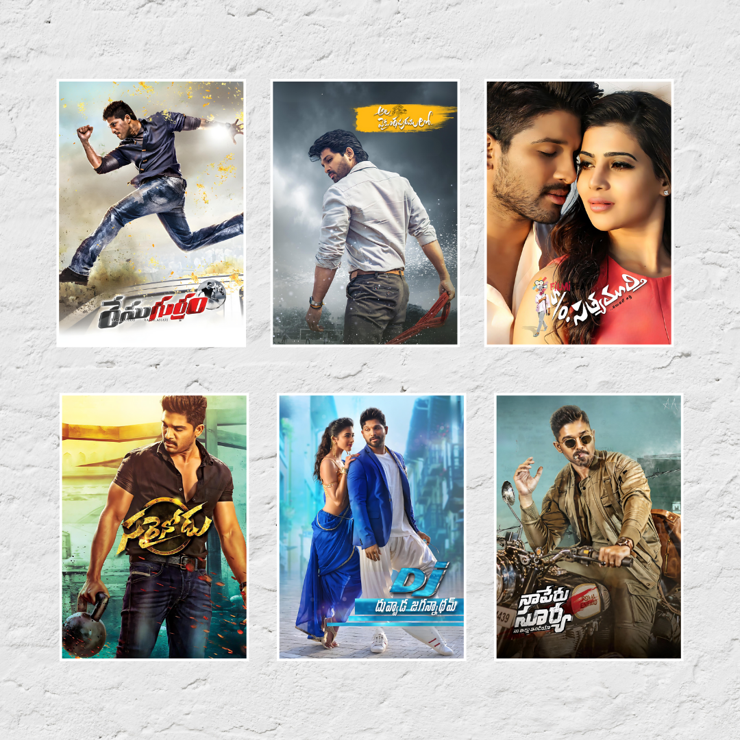 Allu Arjun ALL Movie Posters (Pack of 22 Allu Arjun Movie Posters) [Available in 3 sizes]