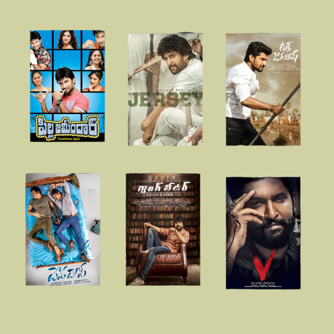 Nani ALL movie posters | (pack of 30 posters) | Natural Star Nani