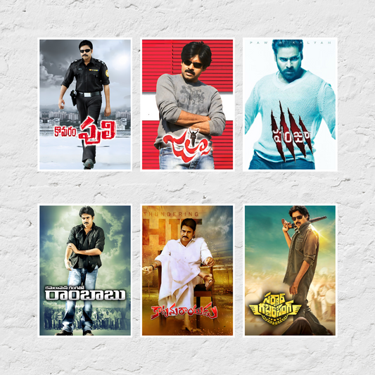 Pawan Kalyan ALL Movie Posters (Pack of 27 Power STAR Pawan Kalyan posters) Available in 3 sizes