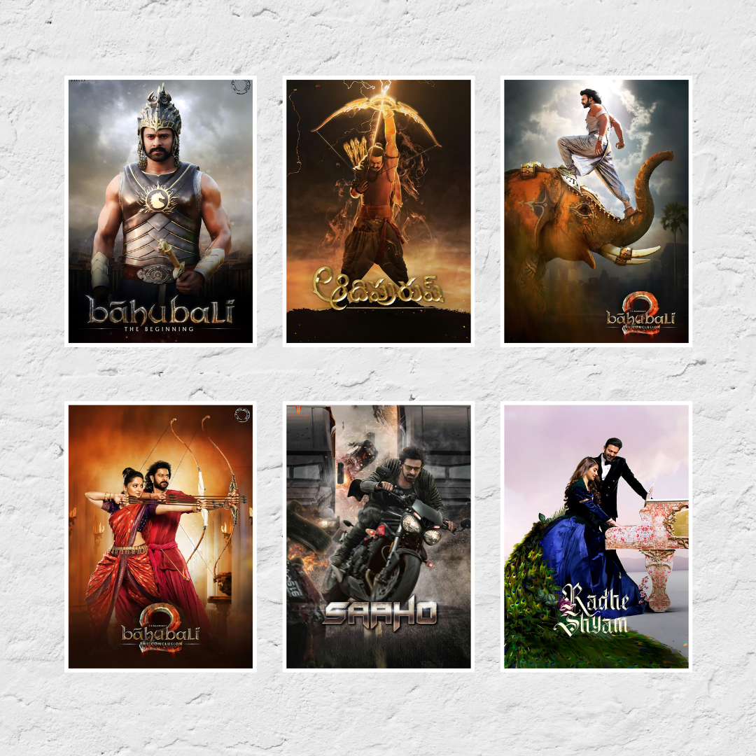 Prabhas ALL Movie Posters (Pack of 28 Darling STAR Prabhas posters) | Available in 3 sizes