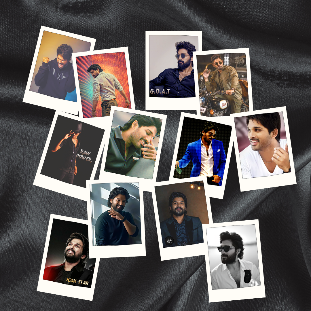 Allu Arjun MINI poster cards (pack of 12) for your mobile/ desk/ fridge (12 Allu Arjun Poster cards) (2x3 inch)