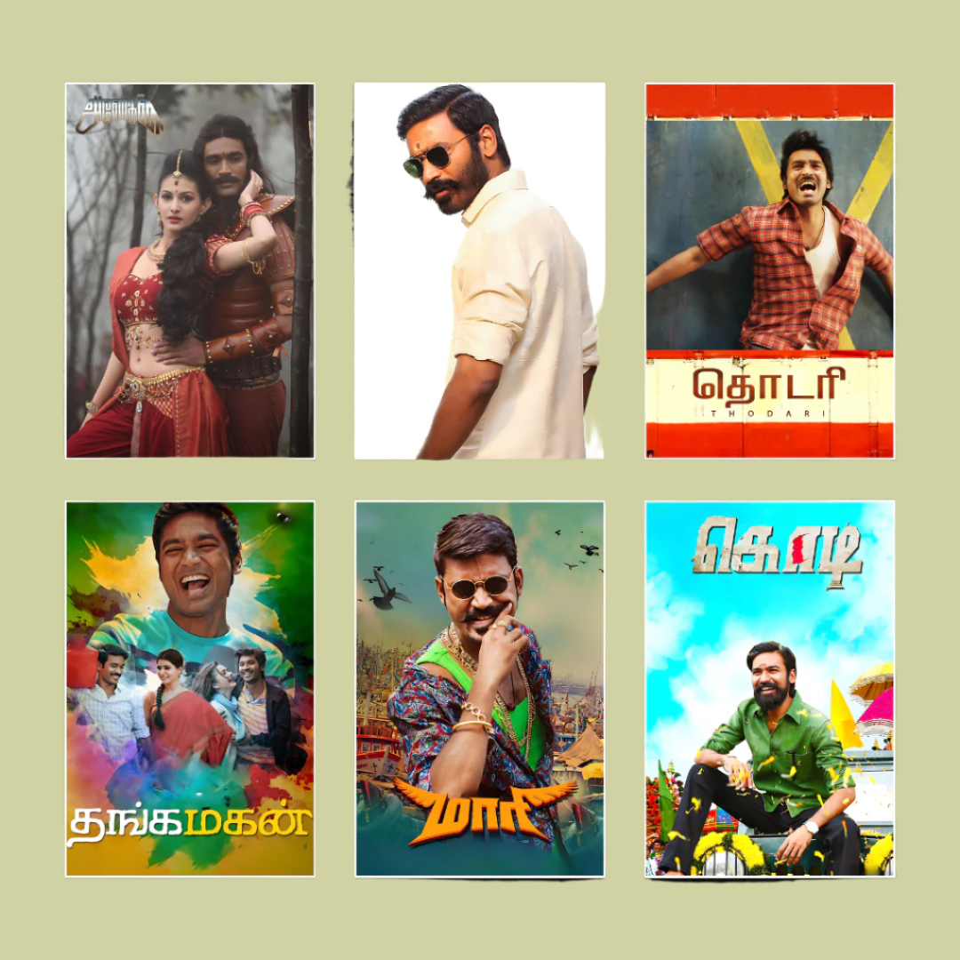 Dhanush ALL movie posters | Pack of 53 posters (தனுஷ் படத்தின் போஸ்டர்)