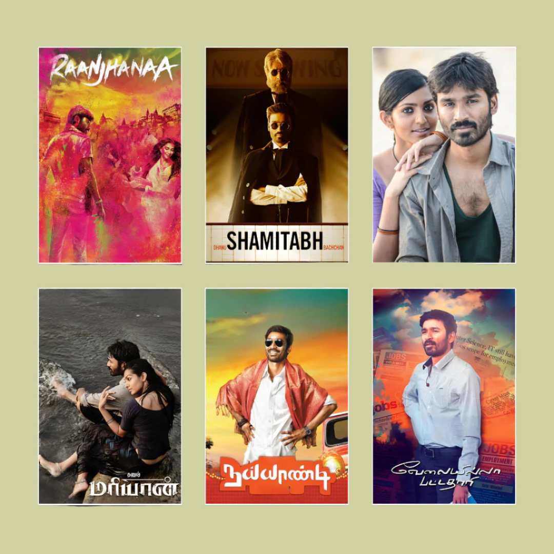 Dhanush ALL movie posters | Pack of 53 posters (தனுஷ் படத்தின் போஸ்டர்)