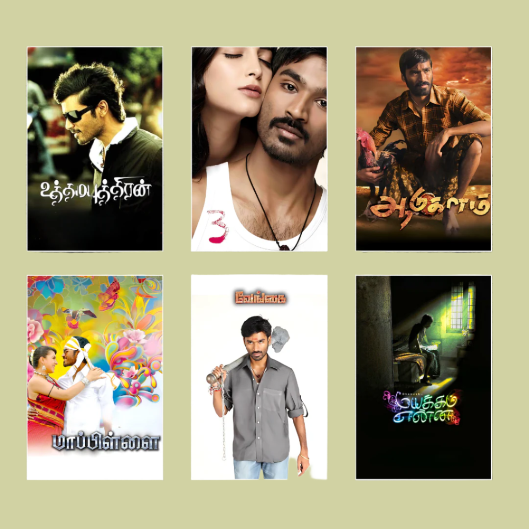 Dhanush ALL movie posters | Pack of 53 posters (தனுஷ் படத்தின் போஸ்டர்)