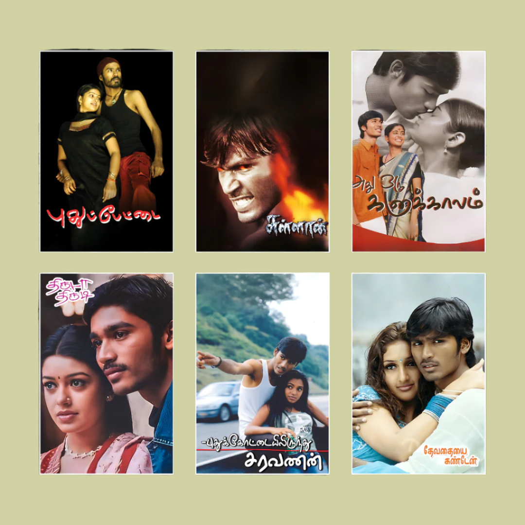 Dhanush ALL movie posters | Pack of 53 posters (தனுஷ் படத்தின் போஸ்டர்)